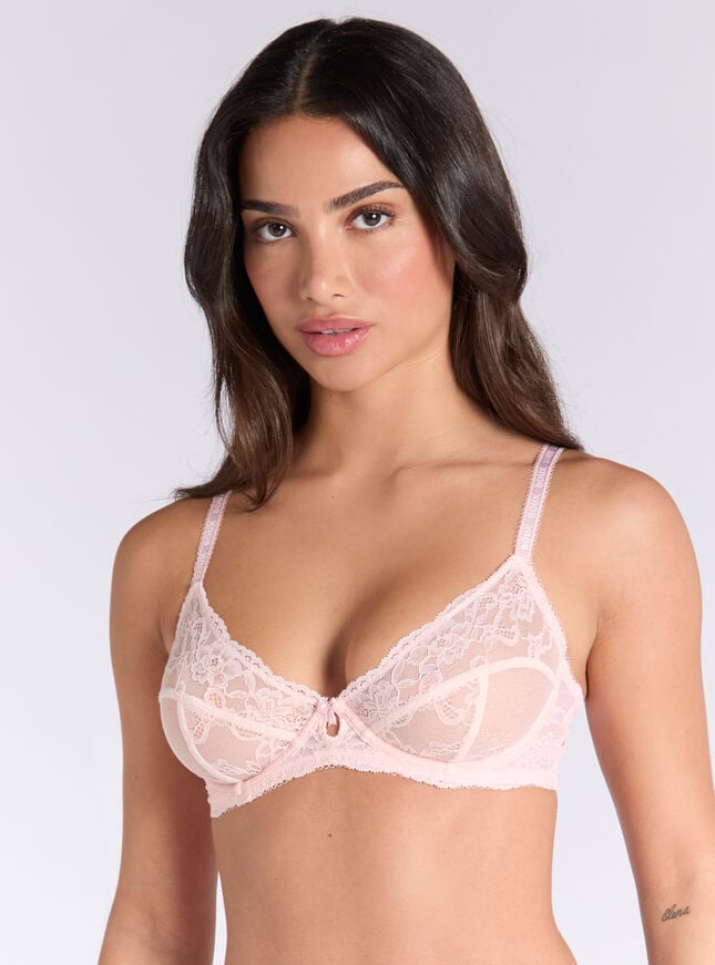boux avenue Gracie sheer lace balconette bra - Light Pink