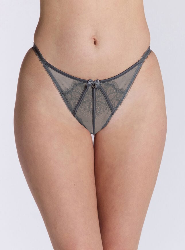 boux avenue Hailey lace crotchless & bumless briefs - Grey