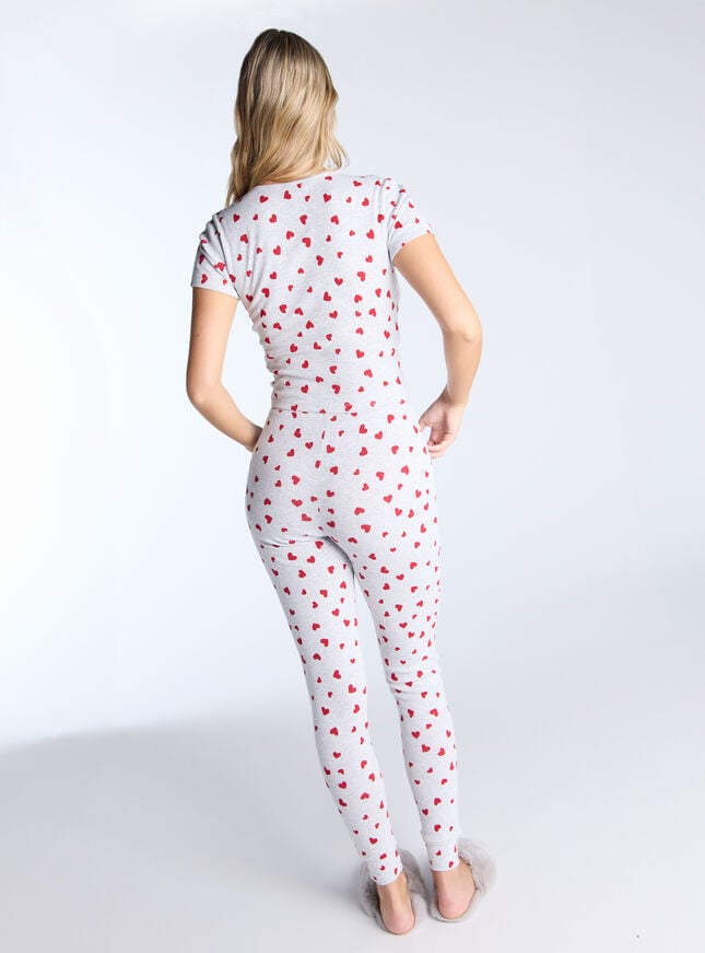 Boux Avenue Heart Cotton Pointelle Pyjama Set - Grey Marl Mix