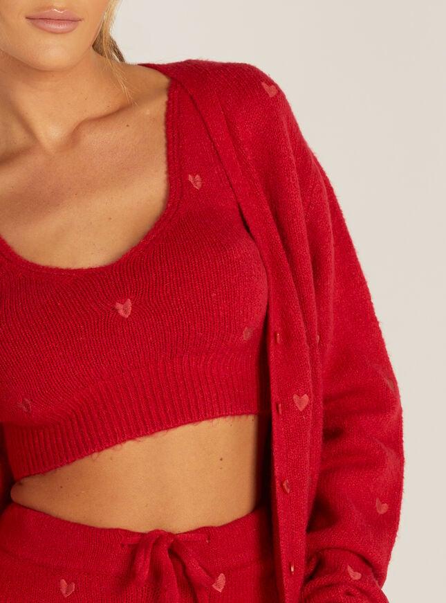Boux Avenue Heart Embroidered Knitted Shorts - Red Mix
