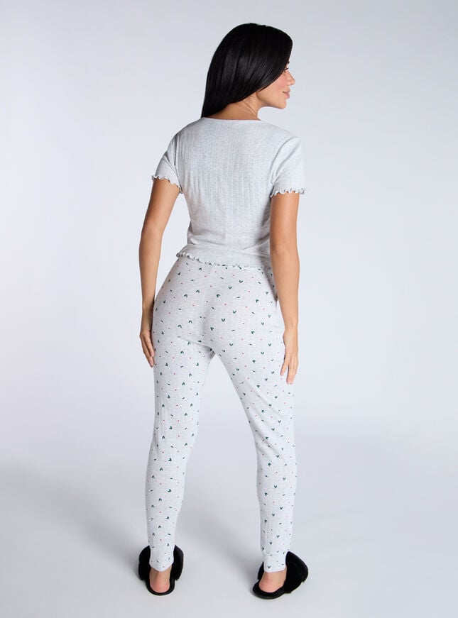 Boux Avenue Holly Pointelle Cotton Pyjama Set - Grey Marl Mix