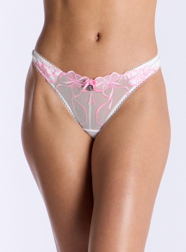 boux avenue I Want Candy embroidered thong - Pink Mix