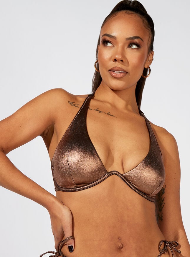 Boux Avenue Ibiza Bronze Halter Neck Bikini Top - Bronze