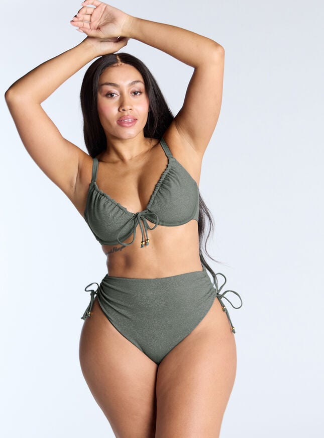 Boux Avenue Ibiza Sparkle High Waisted Bikini Bottoms - Khaki