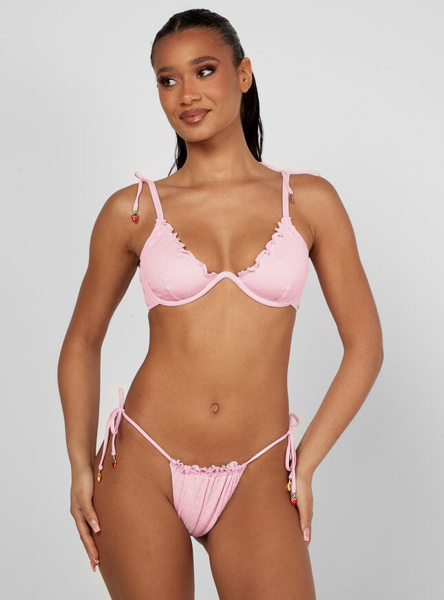 boux avenue Ibiza strawberry tassle string side bikini briefs - Pink Mix