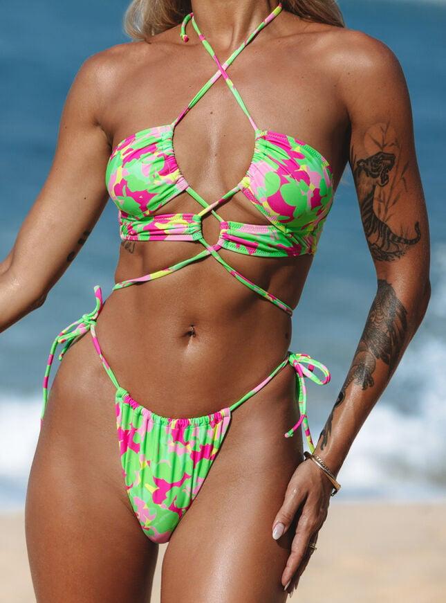 boux avenue Jamaica strappy bikini briefs - Green Mix