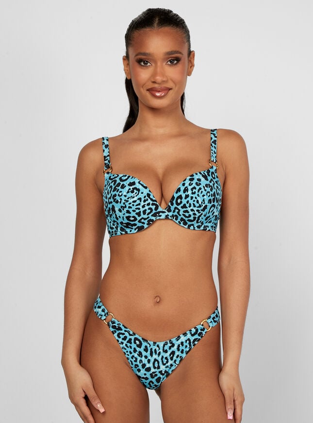 Boux Avenue Kalkan Leopard Bikini Brazilian - Cobalt Blue