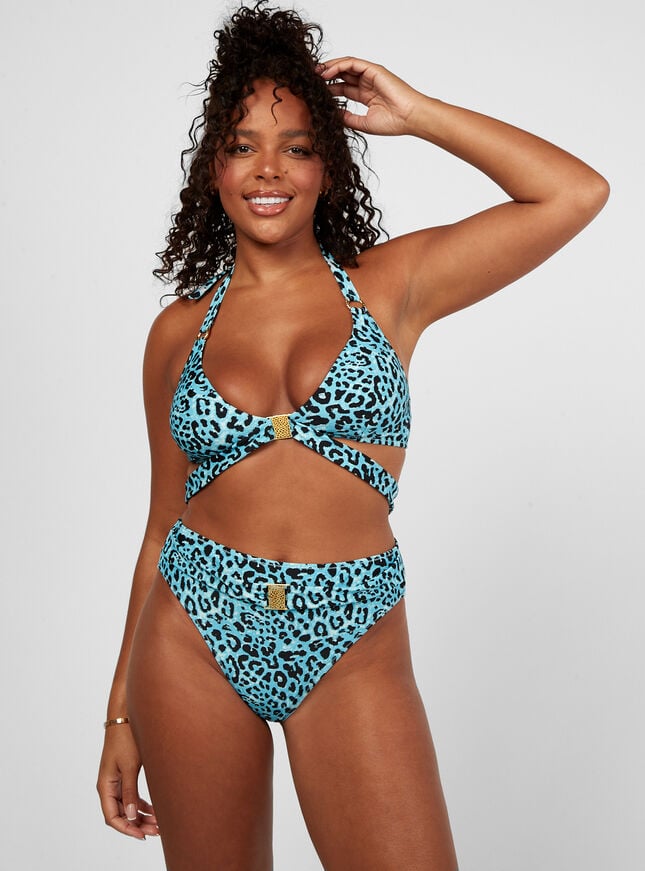 Boux Avenue Kalkan Leopard Triangle Bikini Top - Cobalt Blue