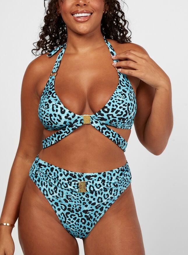 Boux Avenue Kalkan Leopard Triangle Bikini Top - Cobalt Blue