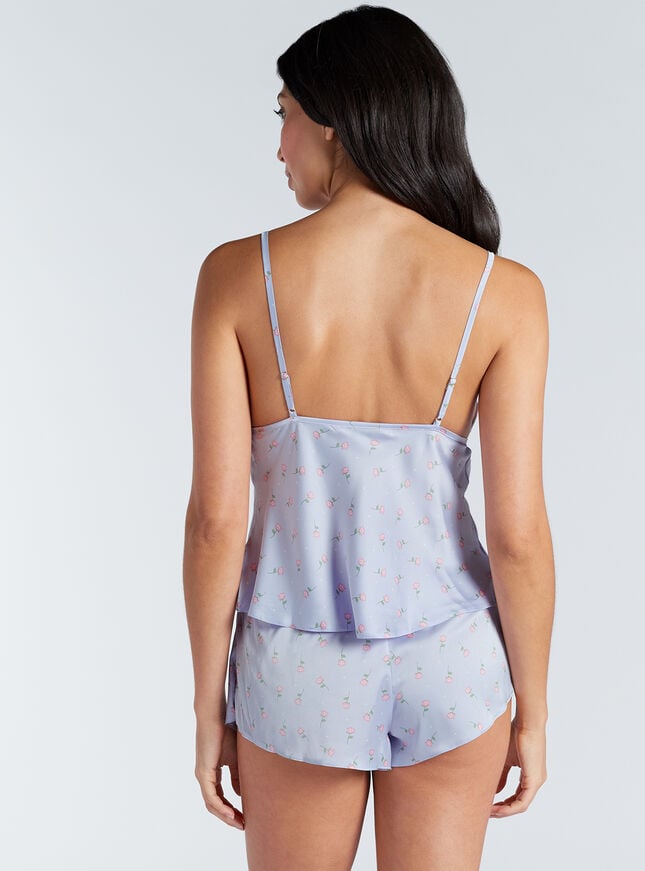 Boux Avenue Kaya Ditsy Floral Satin Short Pyjama Set - Blue Mix