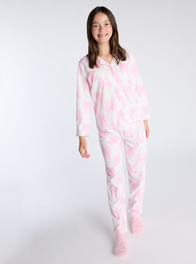 Boux Avenue Kids Bows Fleece Pyjamas In A Bag - Ivory Mix