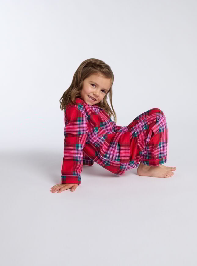 Boux Avenue Kids Check Fleece Pyjamas In A Bag - Red Mix