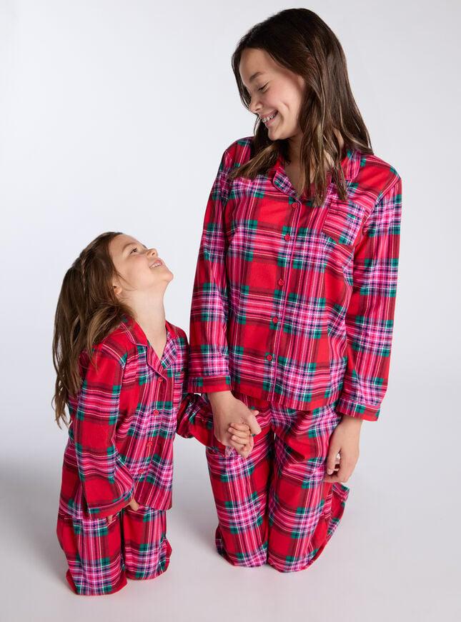 Boux Avenue Kids Check Fleece Pyjamas In A Bag - Red Mix