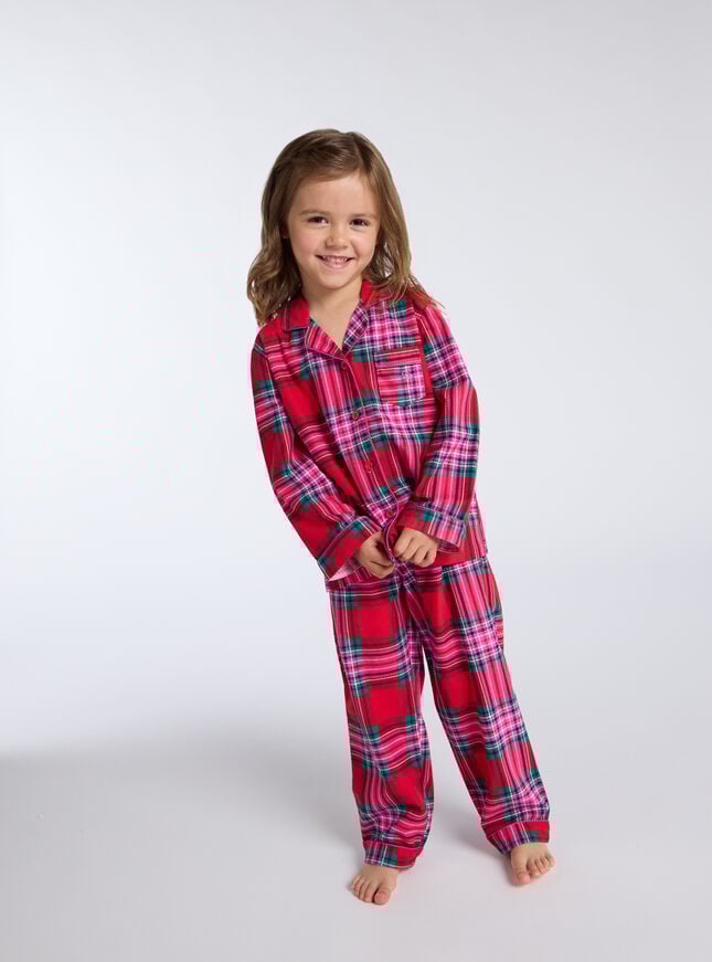 boux avenue Kids check fleece pyjamas in a bag - Red Mix