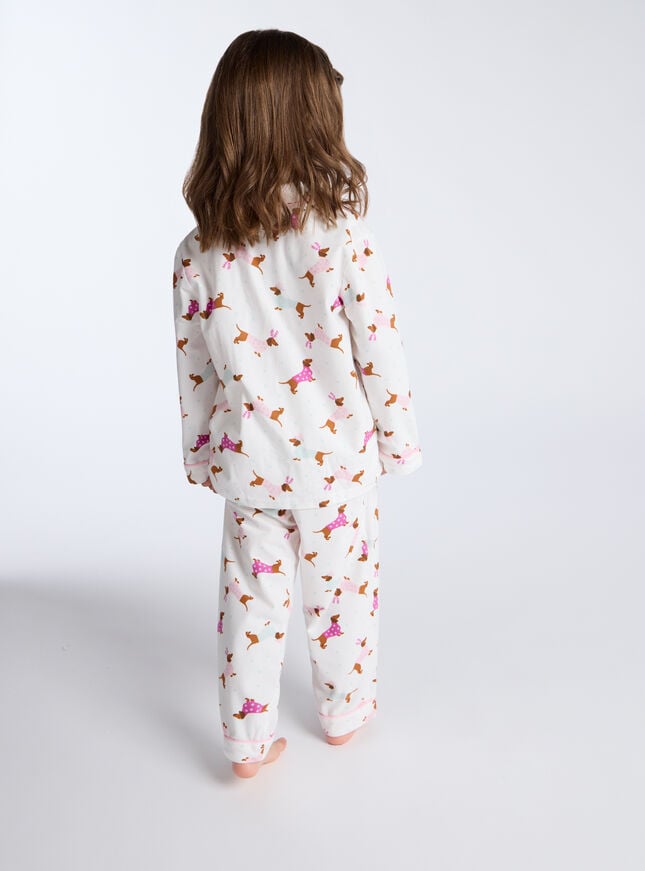 Boux Avenue Kids Dog Fleece Pyjamas In A Bag - Ivory Mix