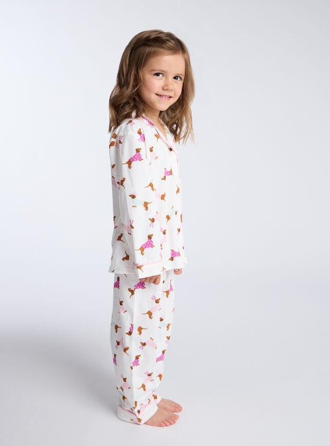 Boux Avenue Kids Dog Fleece Pyjamas In A Bag - Ivory Mix