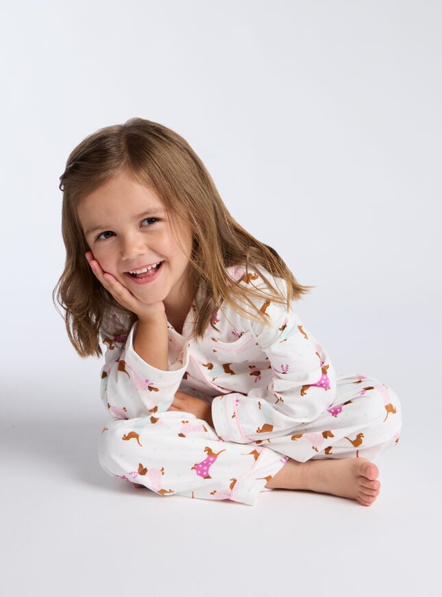 Boux Avenue Kids Dog Fleece Pyjamas In A Bag - Ivory Mix