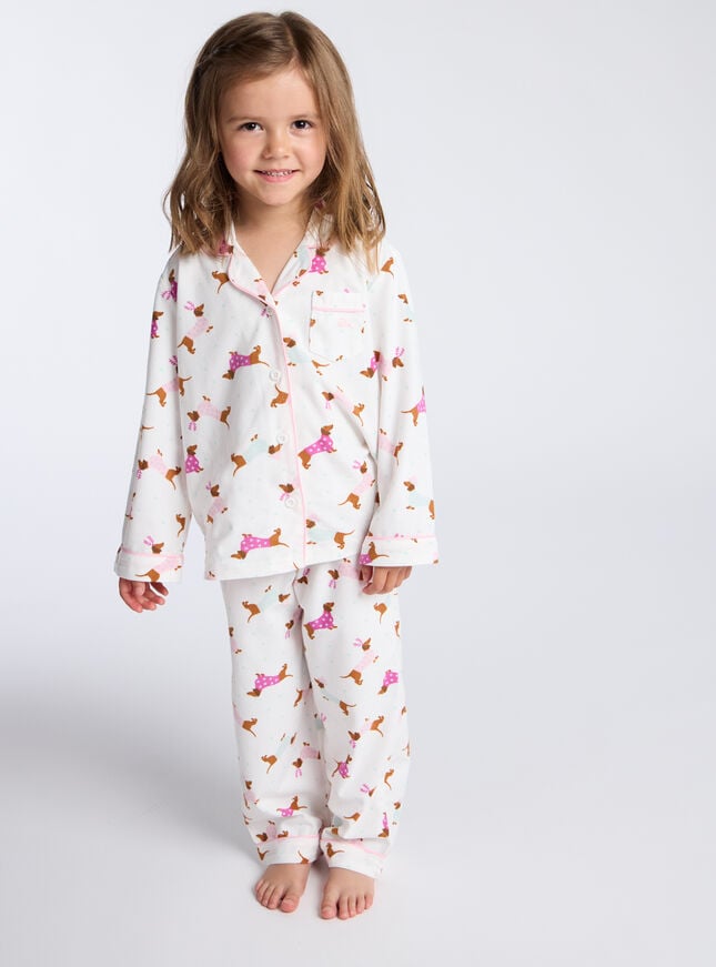 boux avenue Kids dog fleece pyjamas in a bag - Ivory Mix