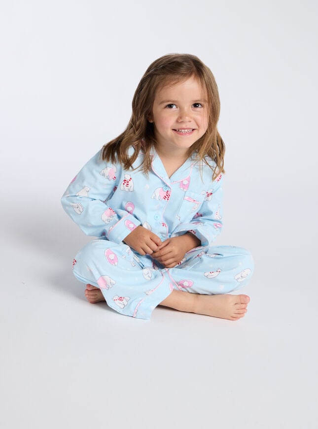 Boux Avenue Kids Polar Bear Fleece Pyjamas In A Bag - Blue Mix