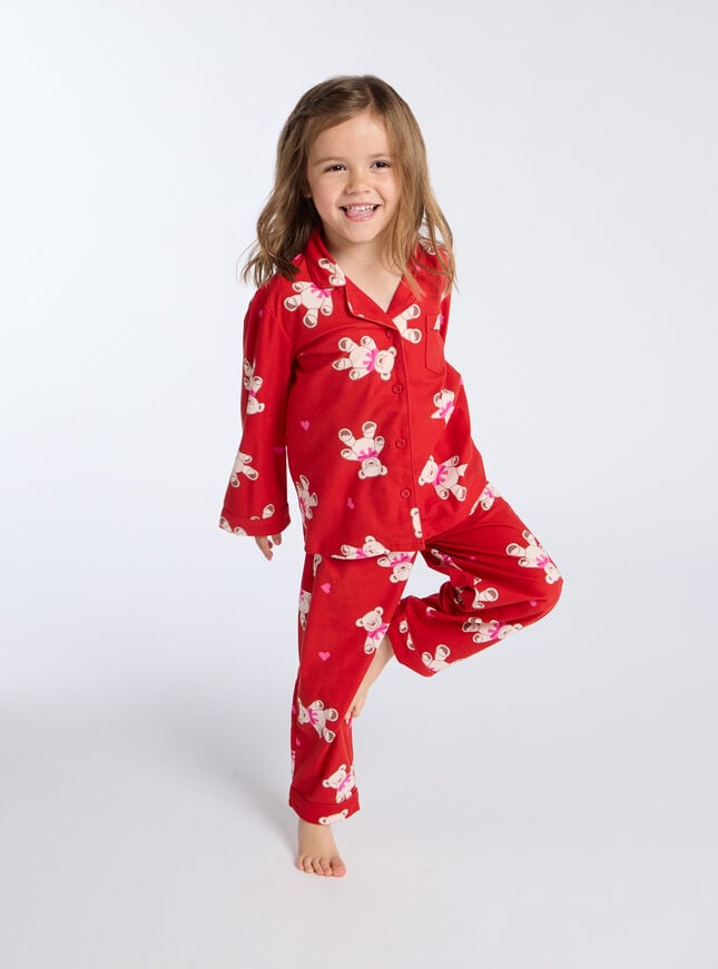 boux avenue Kids teddy bear fleece pyjamas in a bag - Red Mix