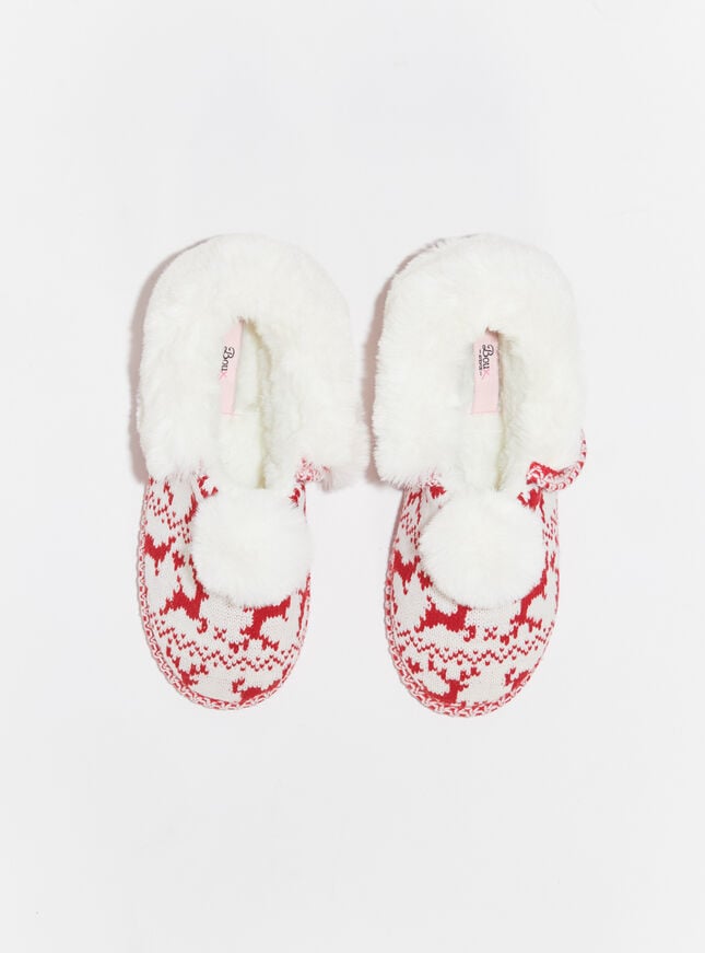 Boux Avenue Knitted Fairisle Mule Slippers - Ivory Mix