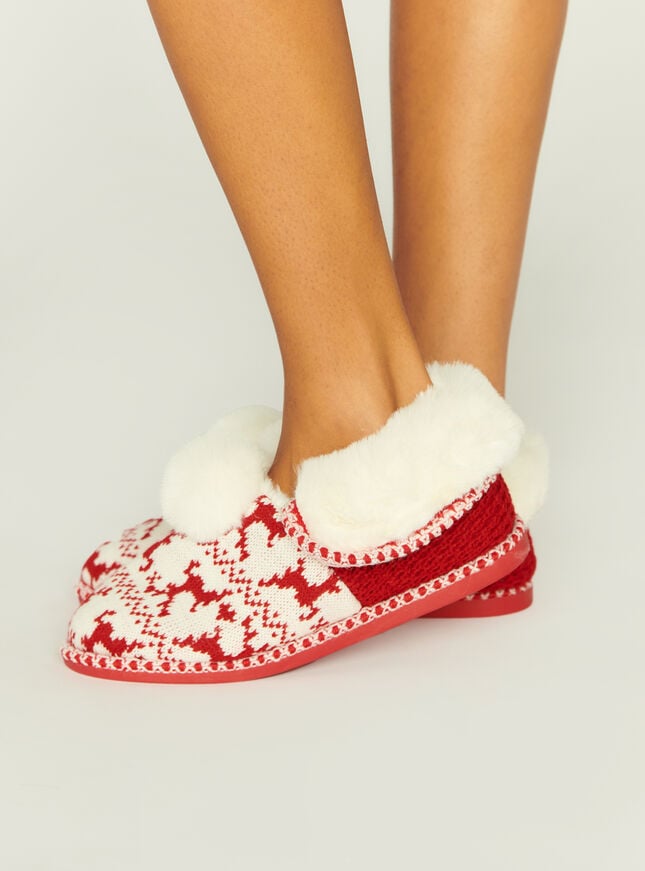 boux avenue Knitted fairisle mule slippers - Ivory Mix