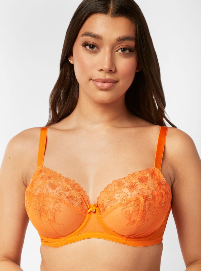 Boux Avenue Kourtney Unpadded Floral Balconette Bra - Orange Mix