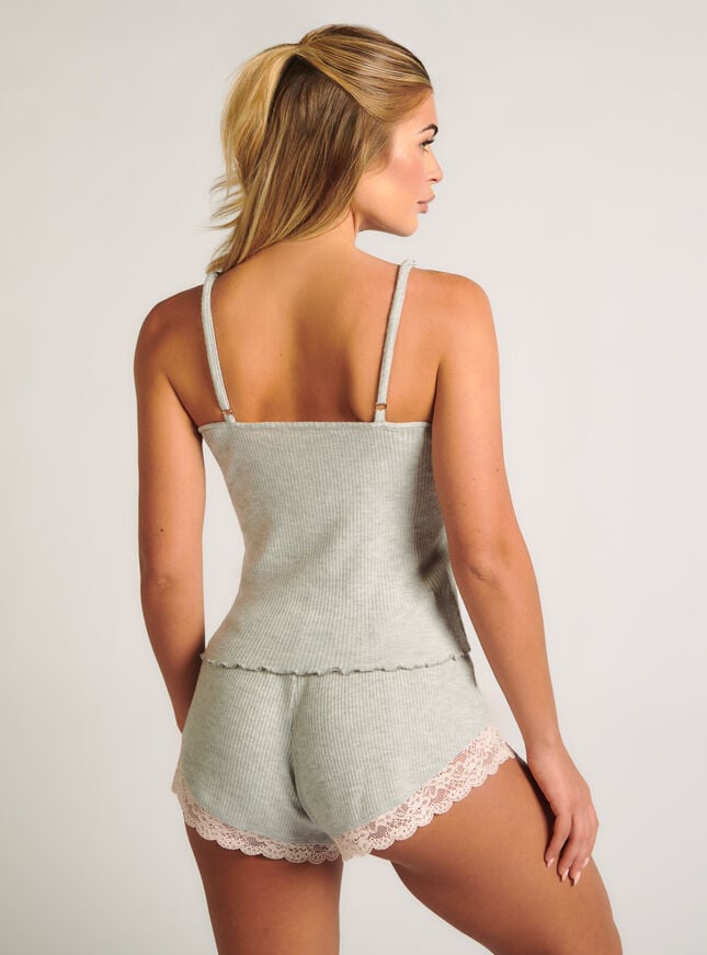 Boux Avenue Lace Ribbed Cami Lounge Set - Grey Marl Mix