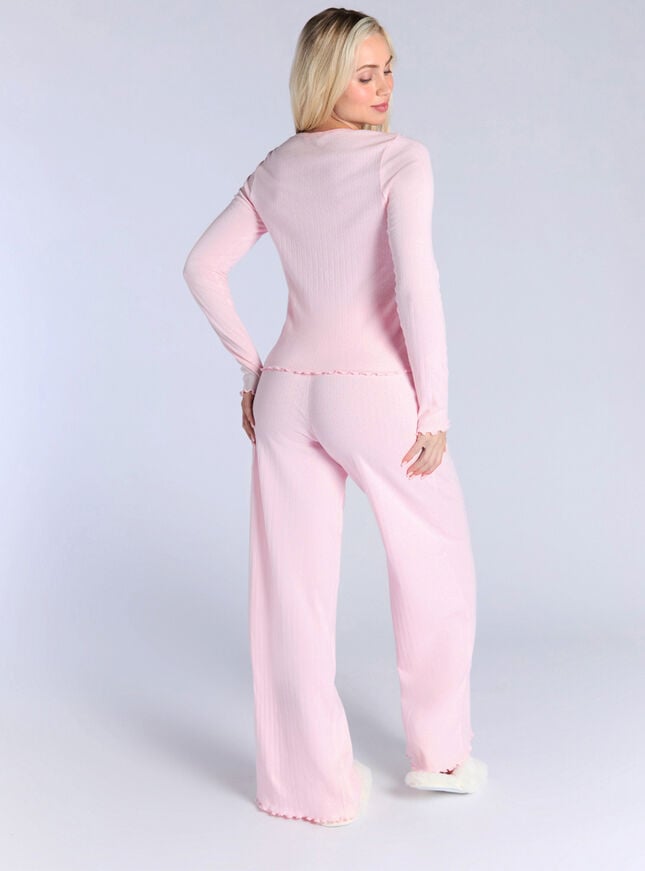 Boux Avenue Lettuce Edge Cotton Pointelle Pyjama Set - Pink