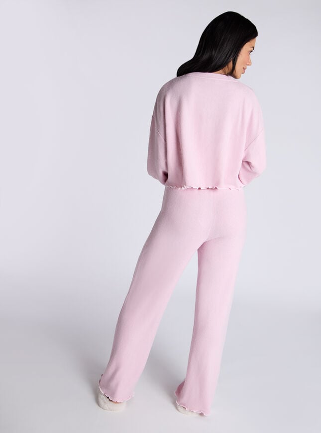 Boux Avenue Lettuce Edge Fleece Lounge Set - Dusky Pink
