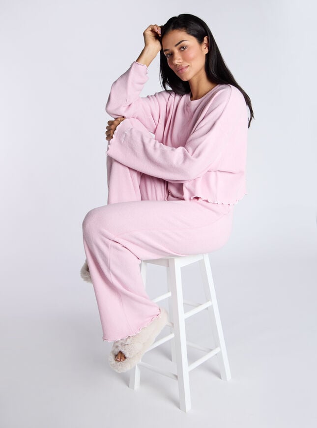Boux Avenue Lettuce Edge Fleece Lounge Set - Dusky Pink