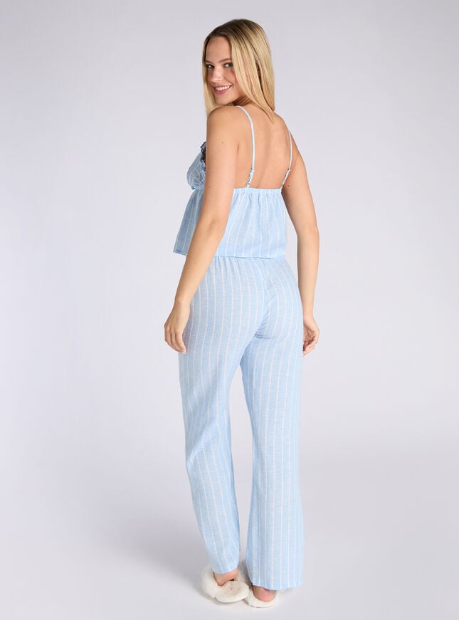 Boux Avenue Linen Blend Stripe Cami Pyjama Set - Blue Mix