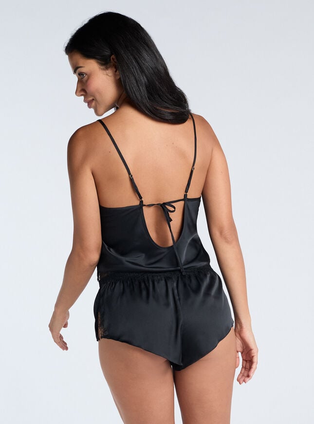 Boux Avenue Luxe Satin & Eyelash Lace Short Pyjama Set - Black