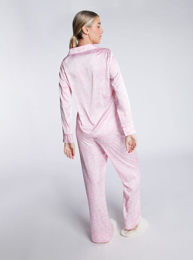 Boux Avenue Luxe Satin Graphic Heart Pyjama Set - Pink Mix