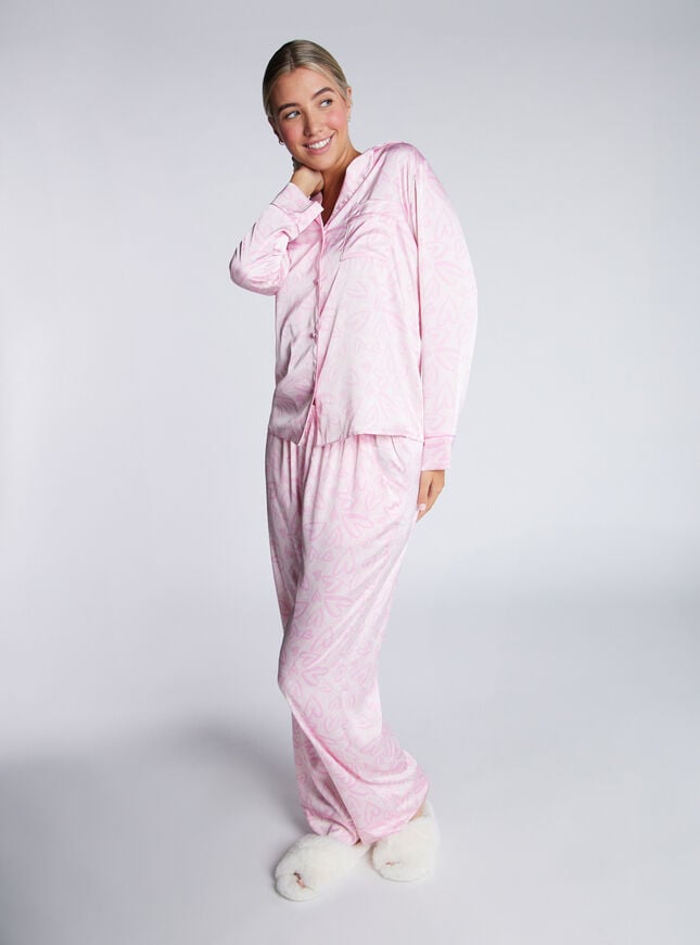 Boux Avenue Luxe Satin Graphic Heart Pyjama Set - Pink Mix