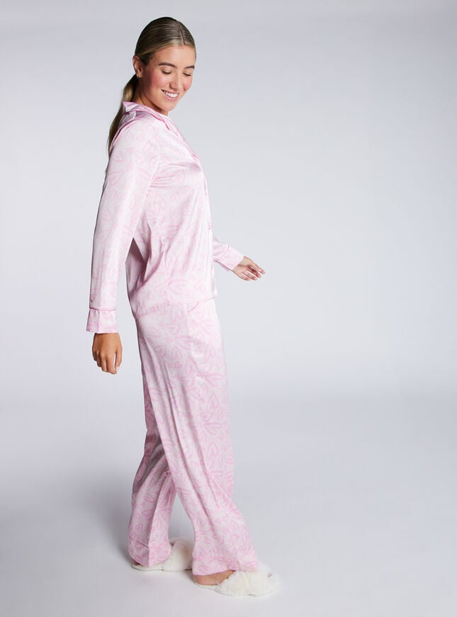 Boux Avenue Luxe Satin Graphic Heart Pyjama Set - Pink Mix