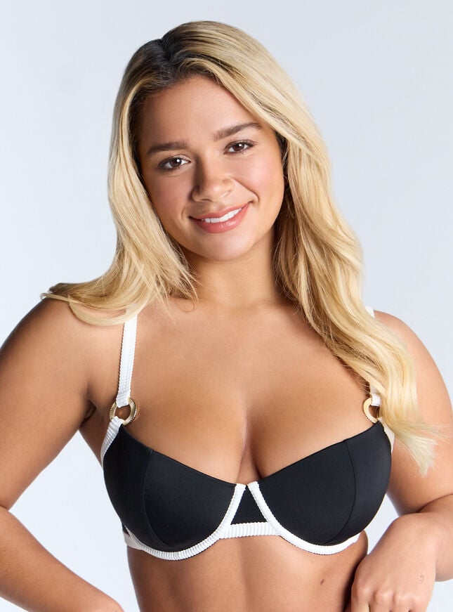 boux avenue Mambo balconette bikini top - Black & White