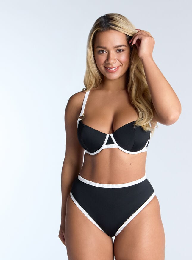 Boux Avenue Mambo High Waisted Bikini Bottoms - Black & White
