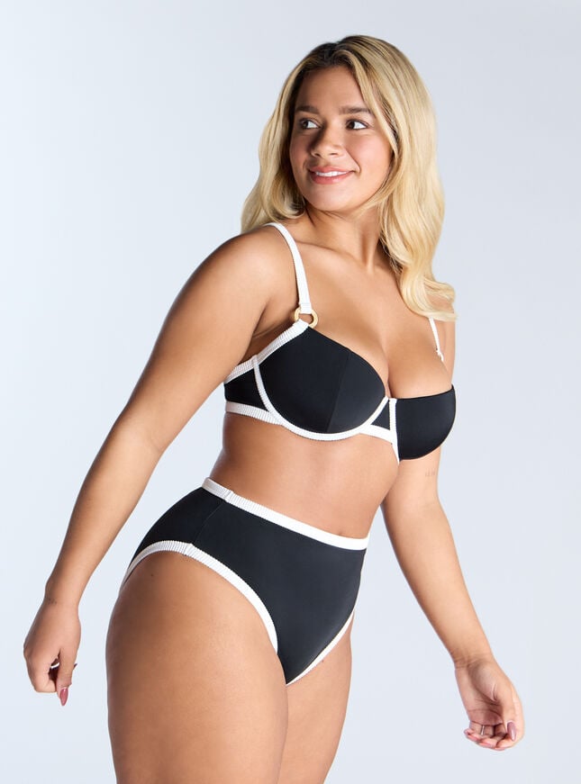 Boux Avenue Mambo High Waisted Bikini Bottoms - Black & White