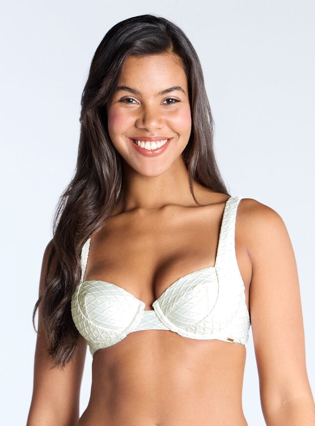 Boux Avenue Marguerite Texture Balconette Bikini Top - Ecru
