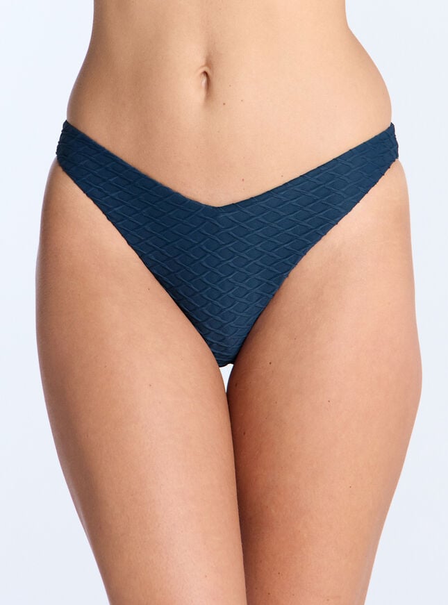 boux avenue Marguerite texture brazilian bikini bottoms - Navy