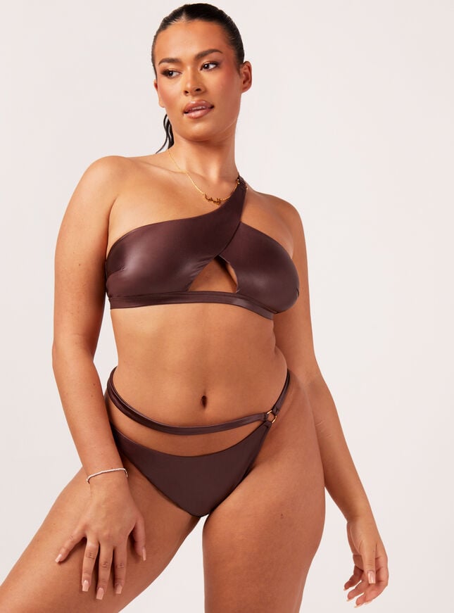 boux avenue Mauritius cut-out asymmetric bikini top - Mocha
