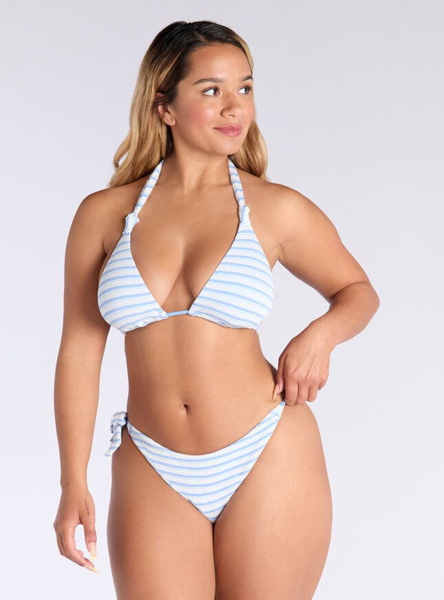 Boux Avenue Maxima Stripe Triangle Bikini Top - Powder Blue