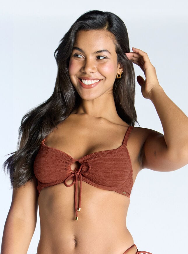 boux avenue Mirada crinkle balconette bikini top - Rust