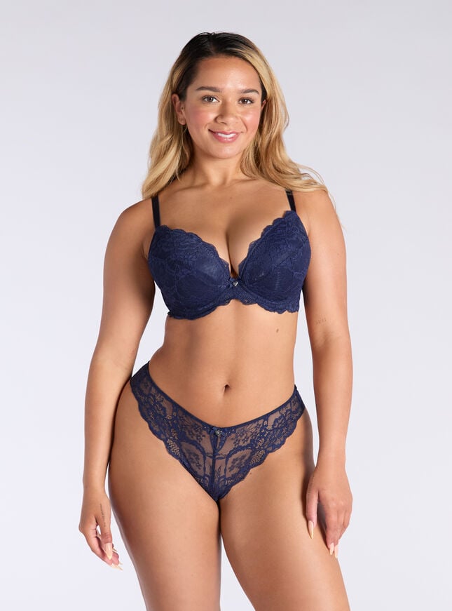 Boux Avenue Mollie Lace Brazilian Knickers - Deep Blue
