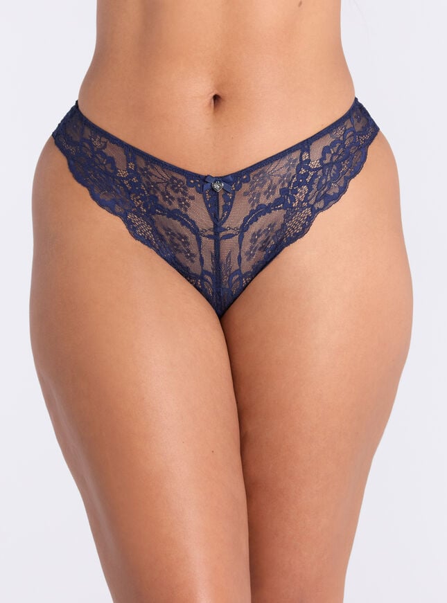 boux avenue Mollie lace brazilian knickers - Deep Blue