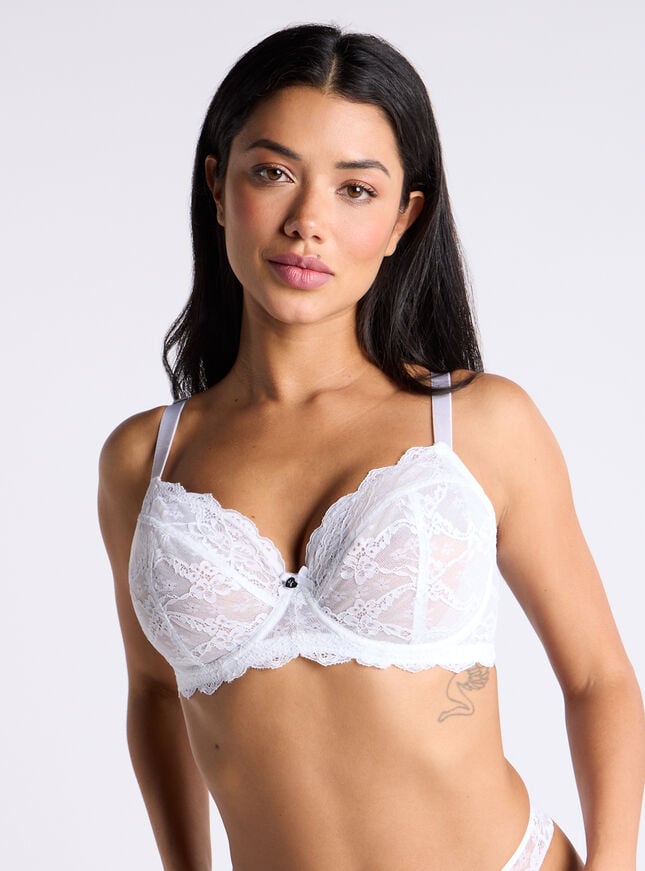 boux avenue Mollie lace unpadded balconette bra - White