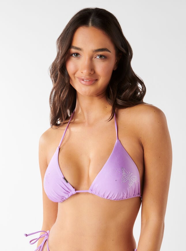 Boux Avenue Monaco Diamante Triangle Bikini Top - Purple