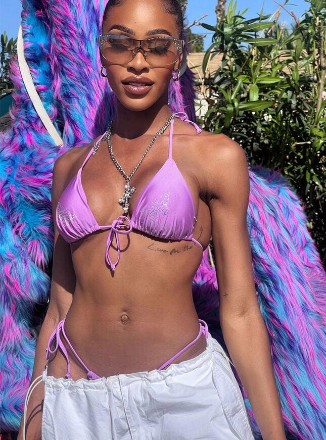 boux avenue Monaco diamante triangle bikini top - Purple