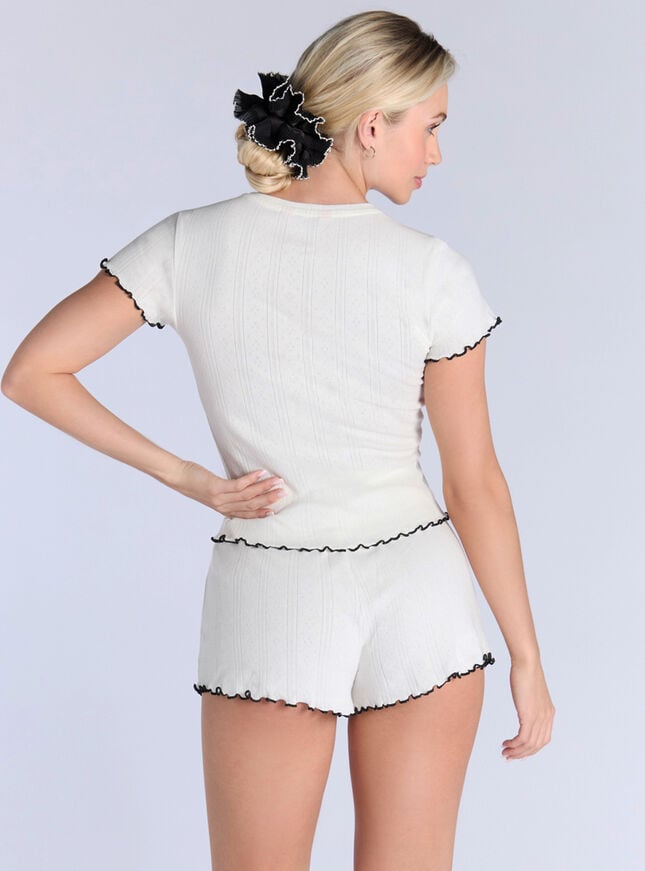 Boux Avenue Monochrome Cotton Pointelle Short Pyjama Set - Cream